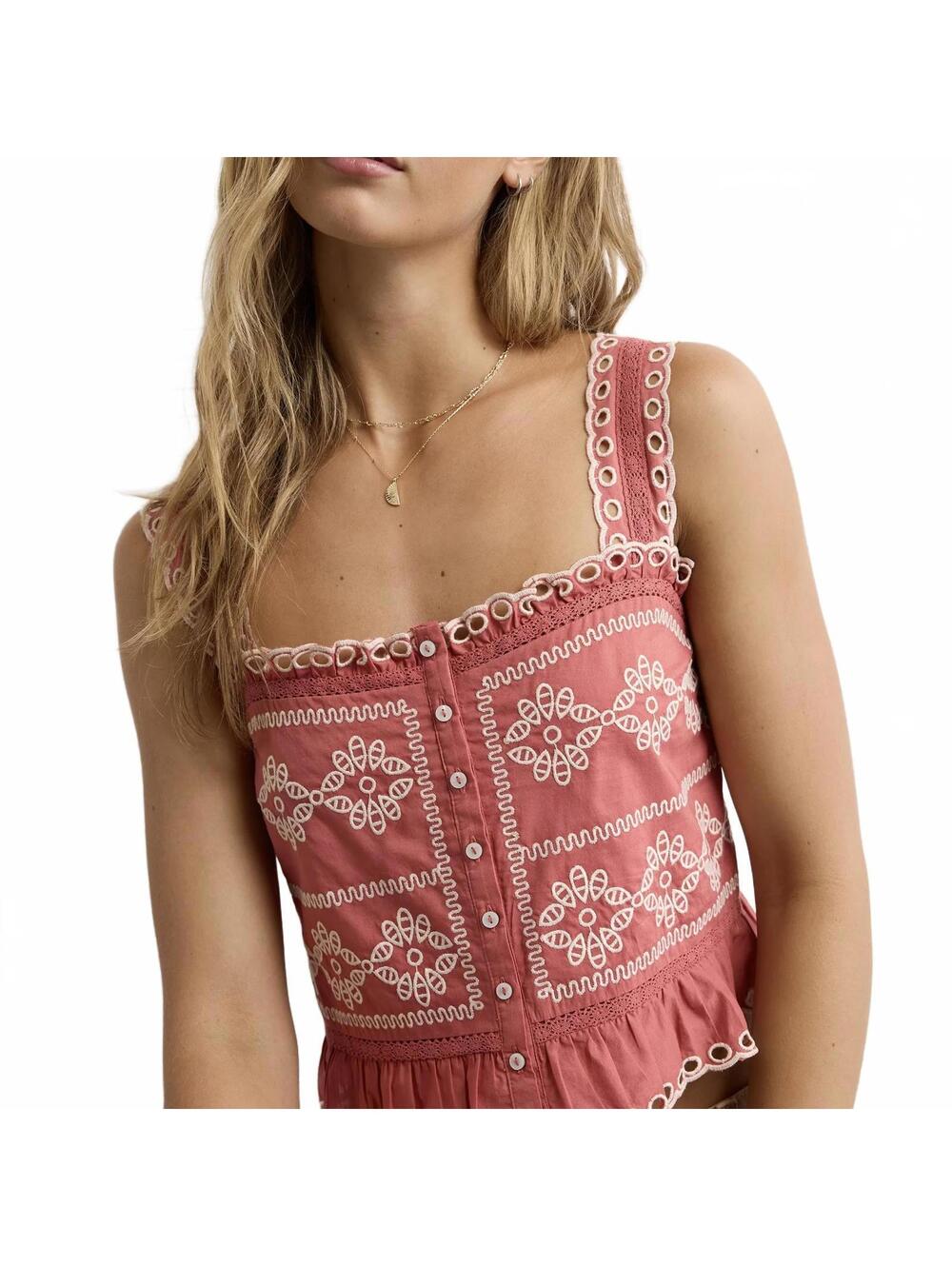 AE Eyelet Crop Top American Eagle Tank Top NWT Pink Large